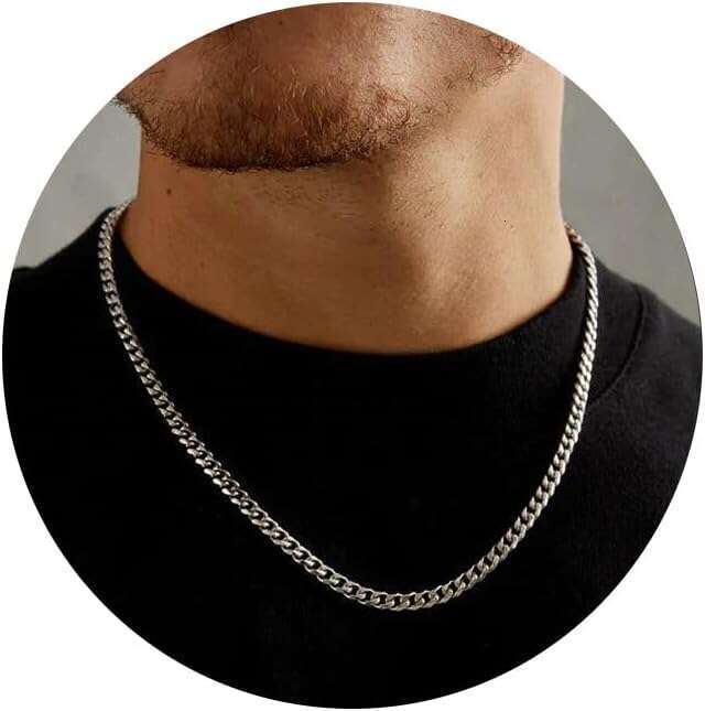 3/5Mm 14K Genuine Gold/Sier Plated Chain Men Boys, Stainless Steel Cuban Chain, Sturdy And Non Fading Necklace, Jewelry Gift For Him, 16/18/20/22/24 I