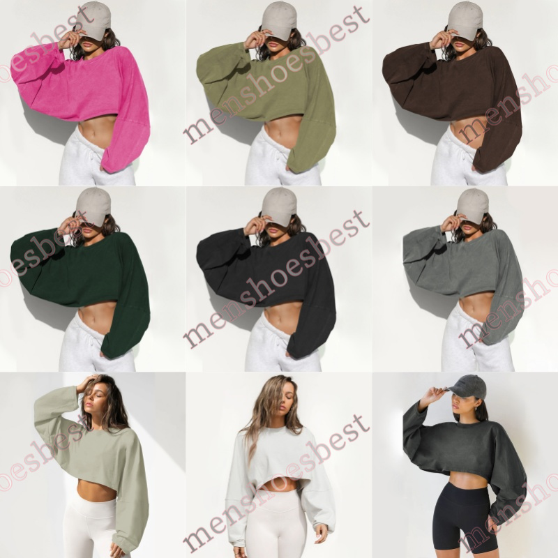 Designer Womens Umbilical Round Neck Sweatshirt Short Sporty Base Shirt Long Sleeve T shirt Hip Hop Streetwear Causual Top