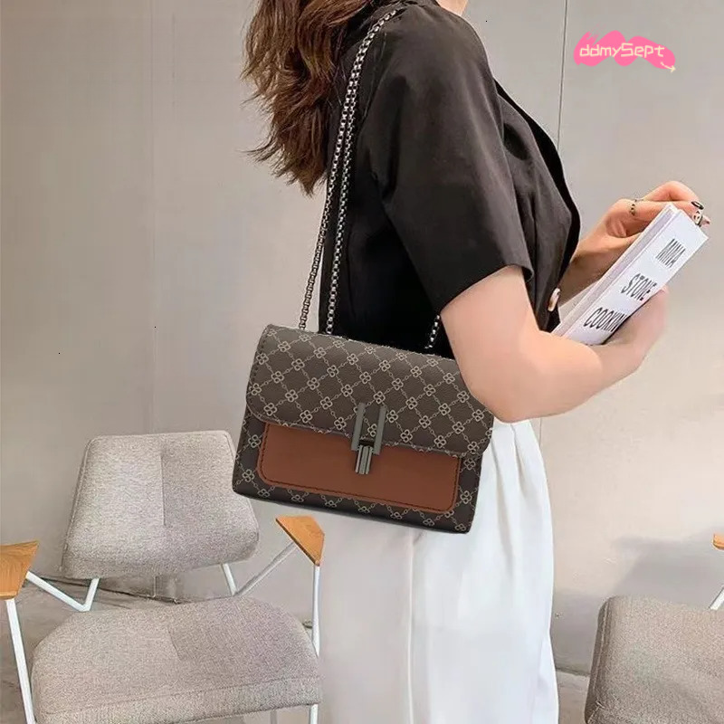 Free Shipping New Designer High-end Shopping Luxury Crossbody Small Square Polka Dot Print Versatile Fashion Shoulder Chain Women's Bag ddmysept