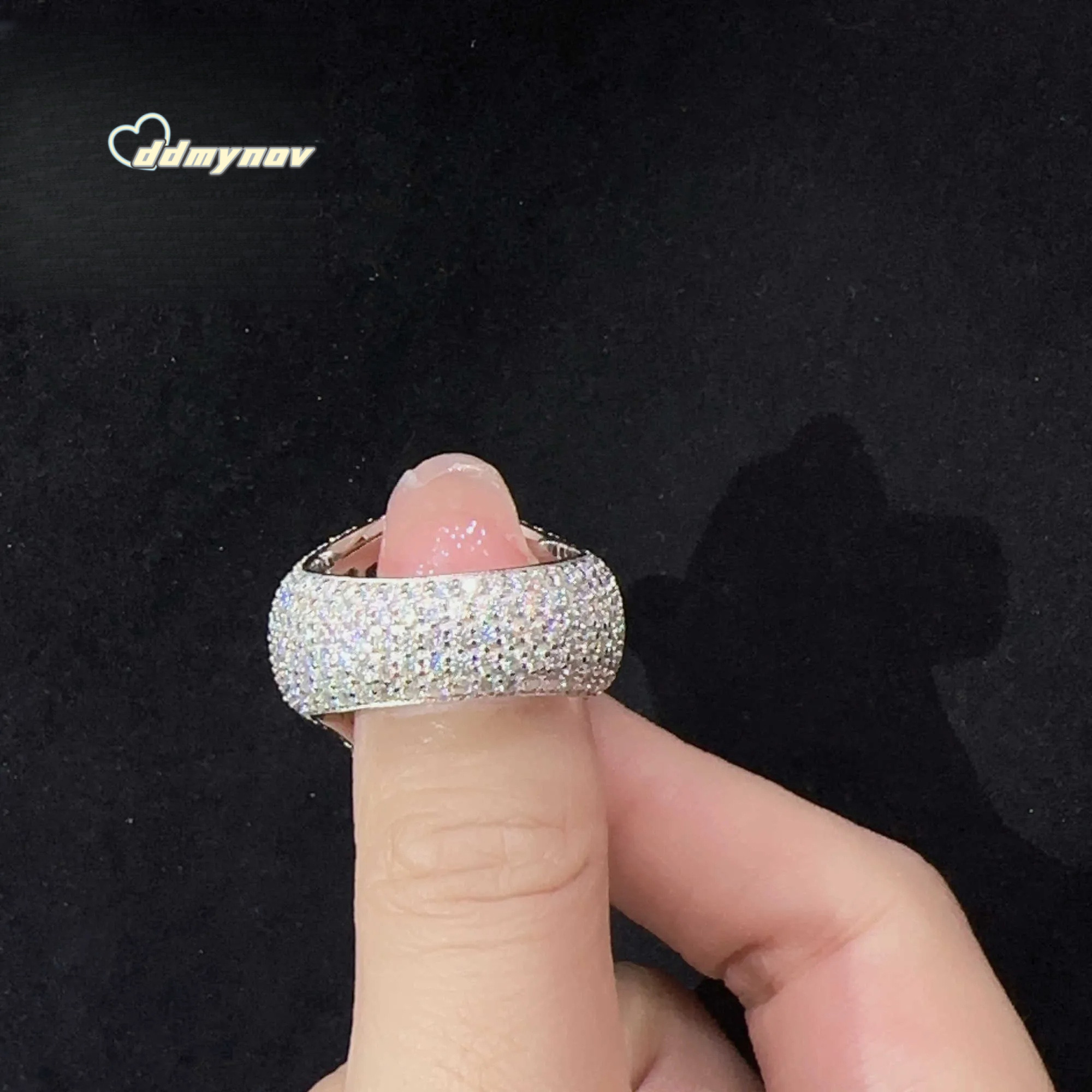 Custom Jewelry rose gold Plated Iced Out Vvs Baguette Moissanite for men Cross Hip Hop Ring ddmynov