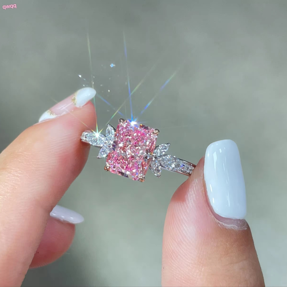 Esthetic Value Lab-grown Diamond Radiant Cut VS2IGI SH Fancy Pink Ring Engagement Ring