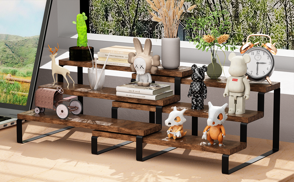 2 Pack 3 Tier Expandable Spice Rack Organizer Display Riser Stand, Kitchen Cabinet Countertop Display Shelf for Spice, Liquor, Perfume, Figure, Makeup