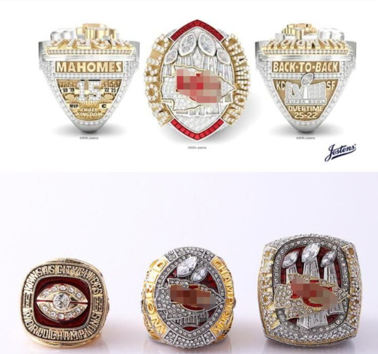 4pcs Chiefs American Football Team Champions Championship Ring with Wooden Display Box 2019 2022 Sport Souvenir Men Women Fan Gift 2024 R250425