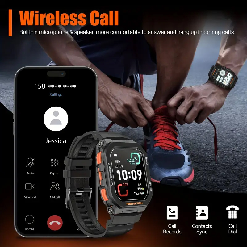 Military Smart Watch (Answer/Make Calls),Sports Watch for men new in box Make Calls, GPS Health Monitor