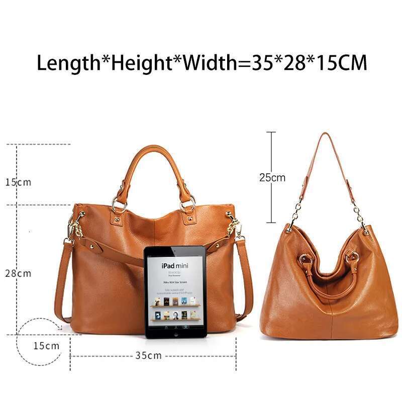 Zency Genuine Leather Brown Hobo Handbag Women Casual Tote Large Capacity Elegant Crossbody Messenger Purse Straps Bag Bag