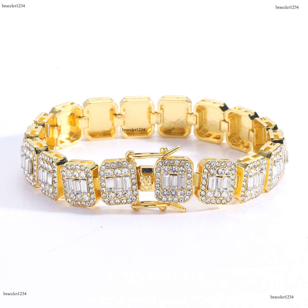 Luxury Hip Hop 13mm square round ice out VVS Moissanite Cuban Chain Bracelet for men and women Free delivery