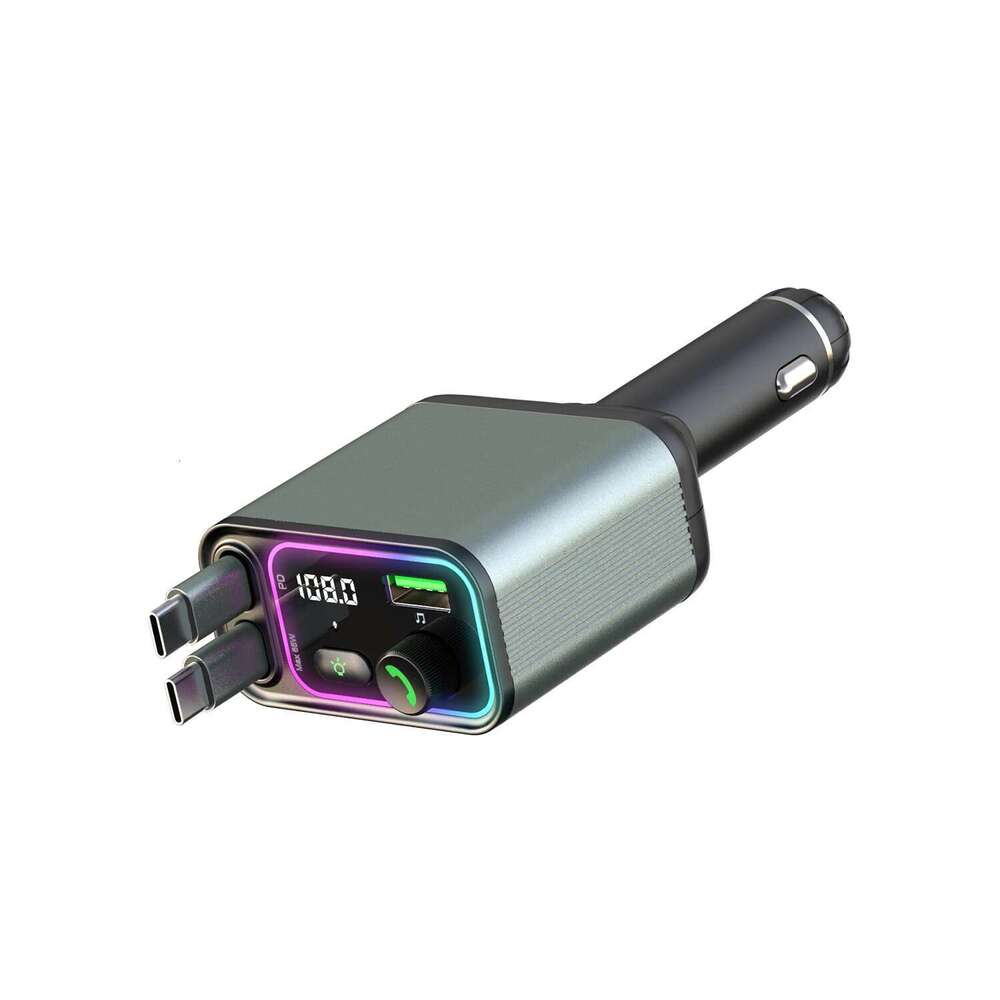 car Multi-function charger Convenient to use Type-C digital display with retractable cable