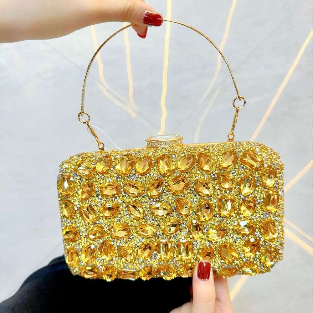 New Full Shiny With Diamond Inlaid Handheld Evening Wedding Party Small Square Women's Bag