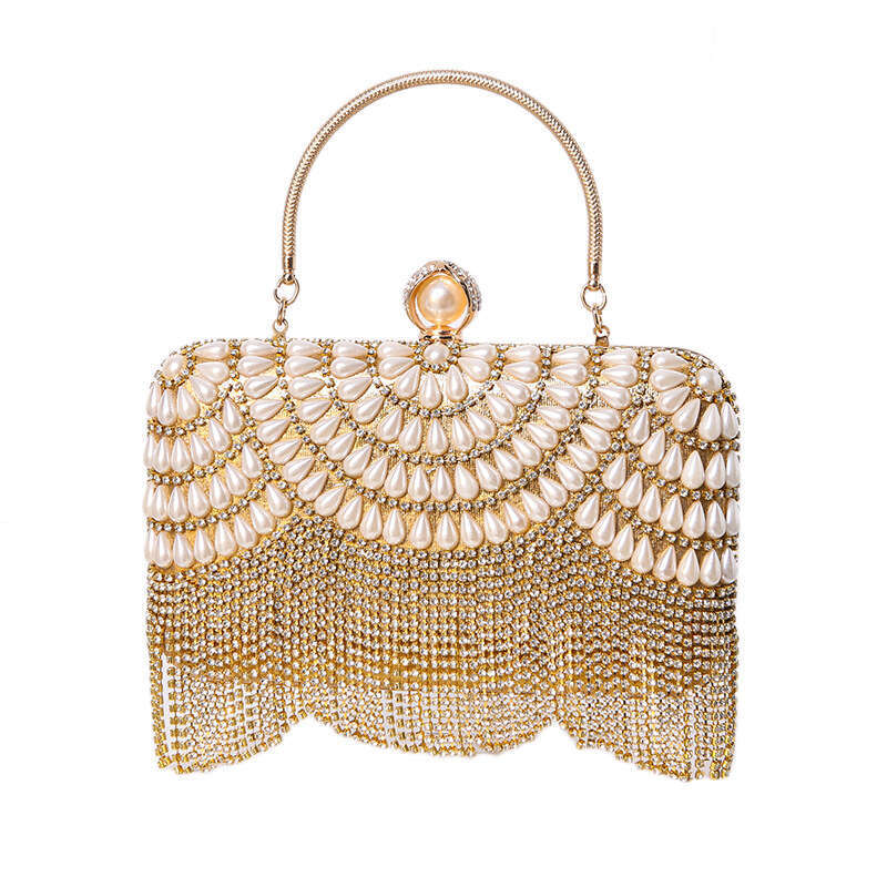 New Tassel Evening Bag Paired With Dress Style Sparkling Diamond Handbag