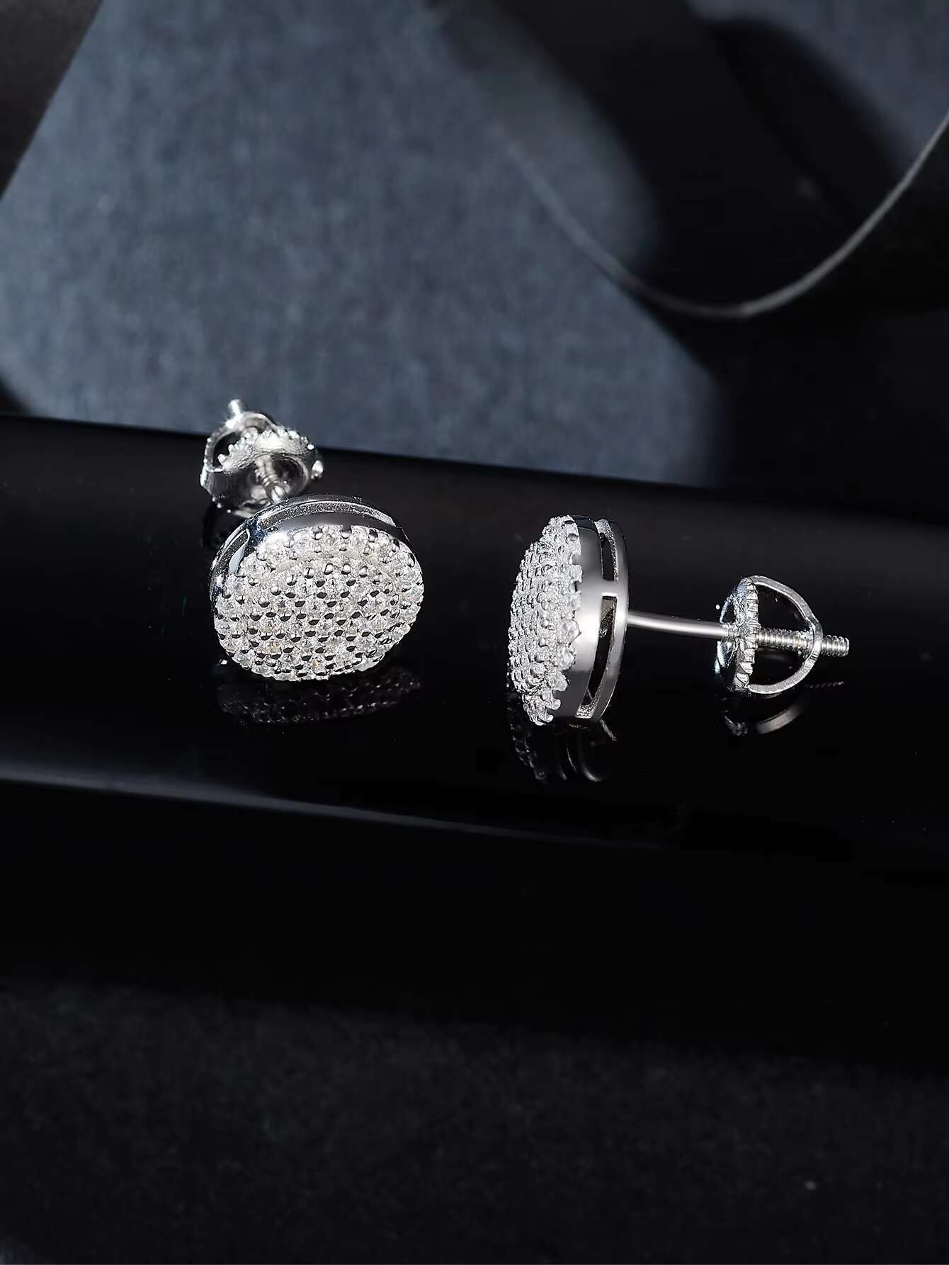 Round Brilliant Flower Iced Out 1.0mm GRA Moissanite Stud Earrings 925 Silver Fine Jewelry for Womens Wedding