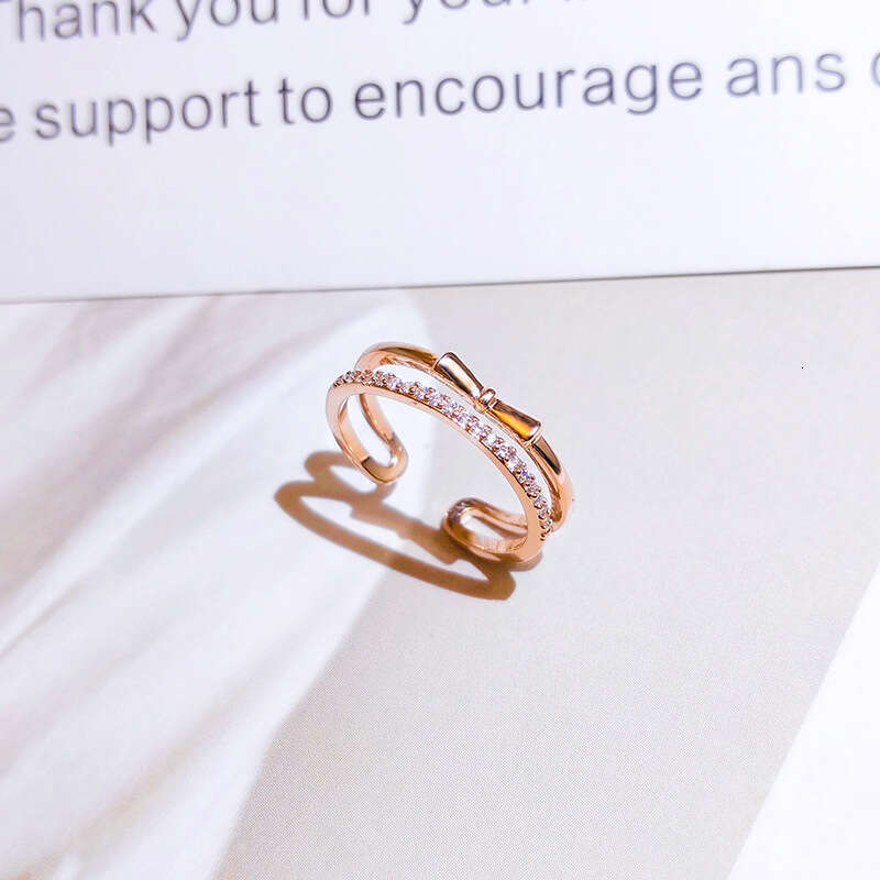 Light luxury bow opening niche design, simple personality, fashionable tail adjustable index finger ring, female