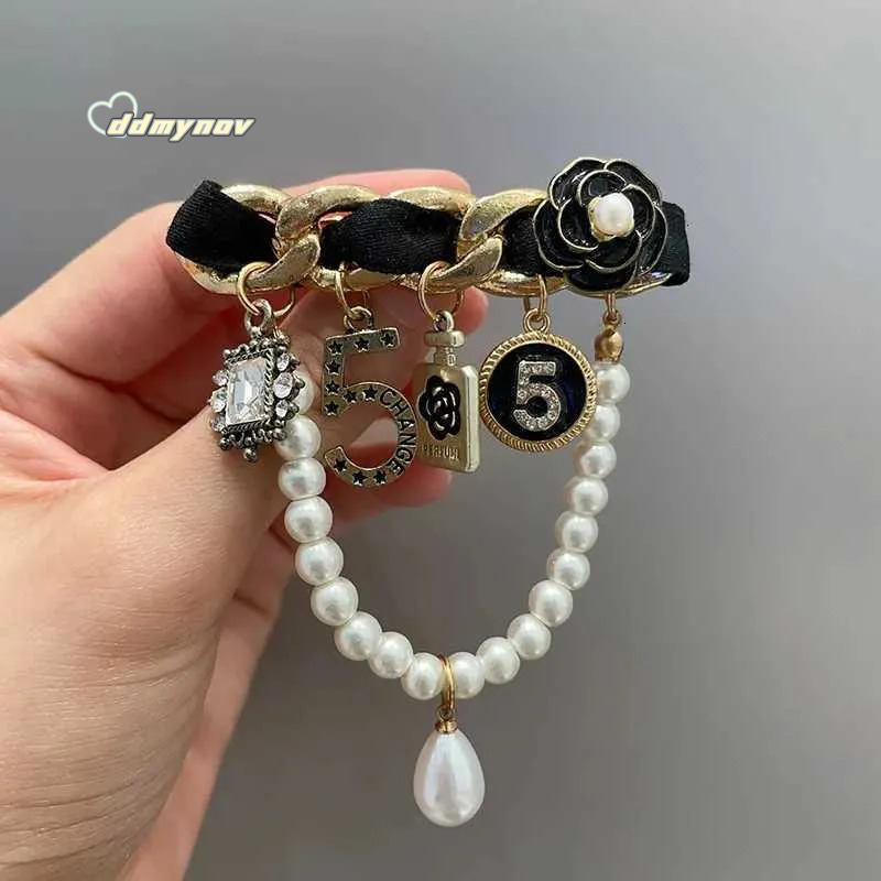 Crystal Pearl Pin Women - Elegant Camellia Flower Tassel Brooch for Backpacks & Jackets ddmynov