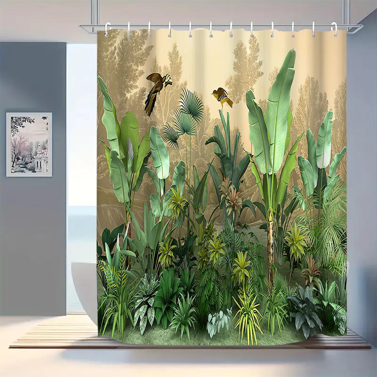 YL-37783 Checkered Waterproof Shower Curtain, Anti-mildew Bathroom Toilet Shower Separator Curtain