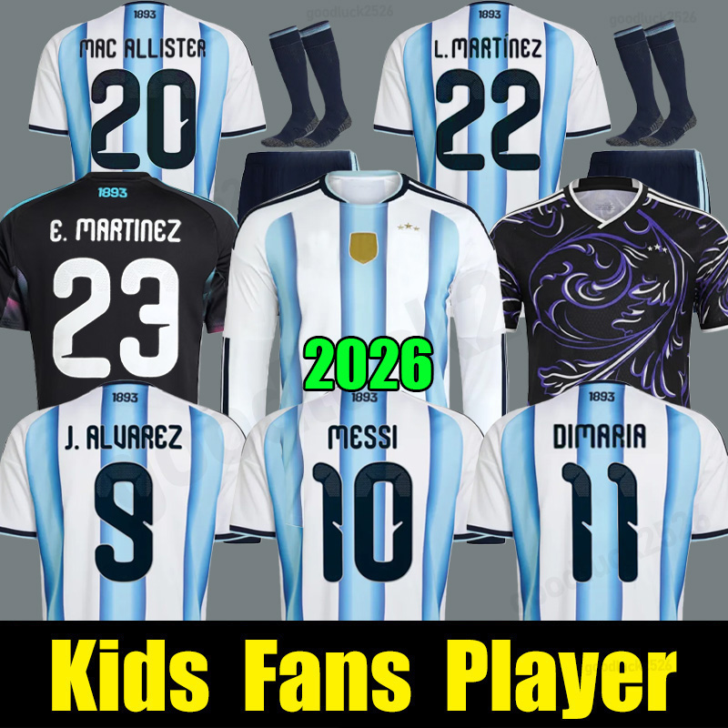 New 2026 ArgentinaS 3 Star soccer Jerseys 25 26 MAC ALLISTER DI MARIA MARTINEZ DE PAUL Fans Player MARADONA J. ALVAREZ Home Away Men Kids football shirt MESSIS Jersey