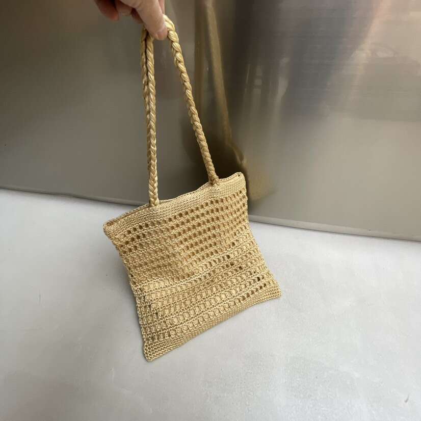 Ins Style Resort Beach Bag Leisure Cotton Rope Hollow Out Summer Versatile Forest Handmade Woven Beach Vacation Shoulder Bag Trendy KQ