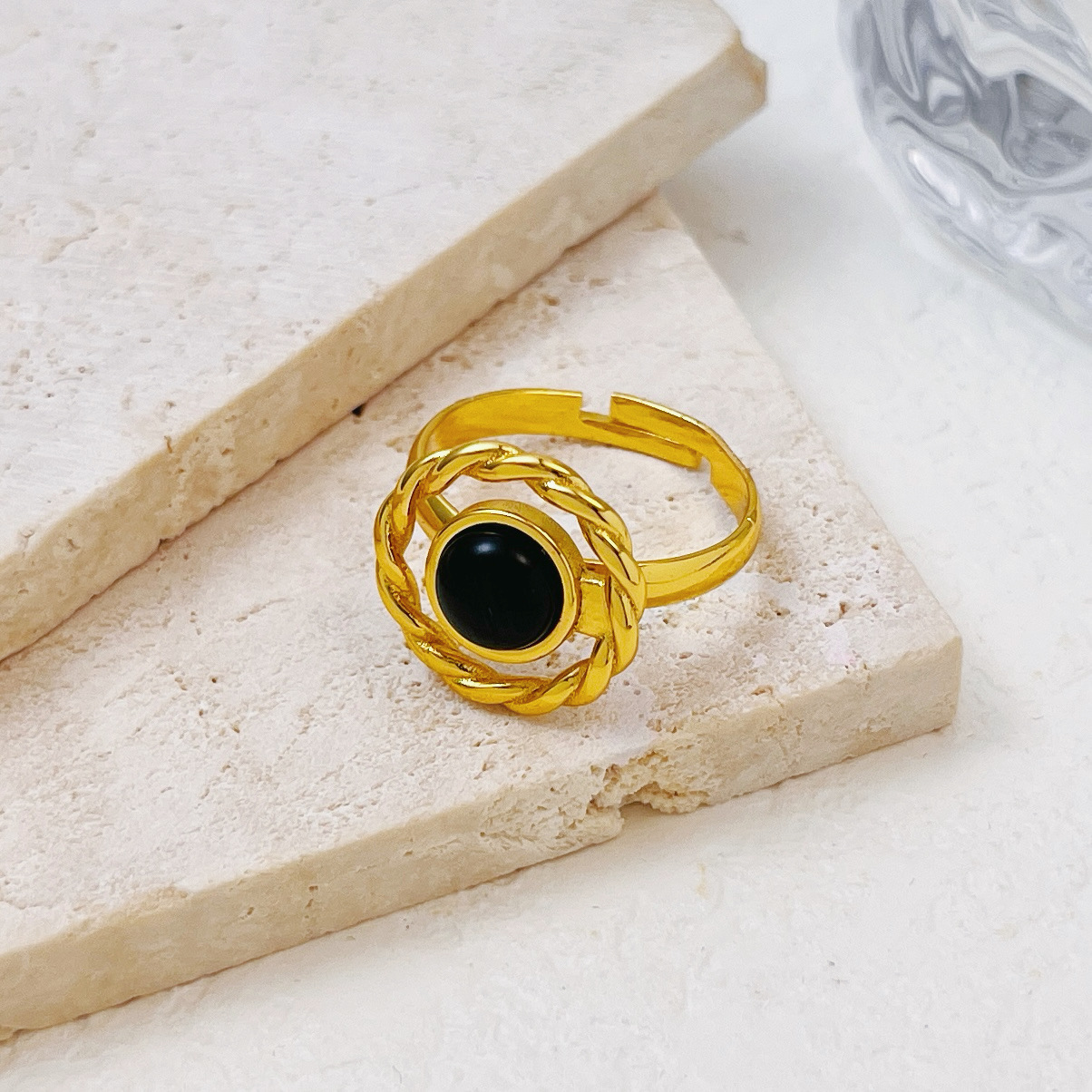 New retro genuine gold-plated oval raw stone ring High quality gold designer diamond ring rings designer for women luxury jewelry men love ring rings - view 7