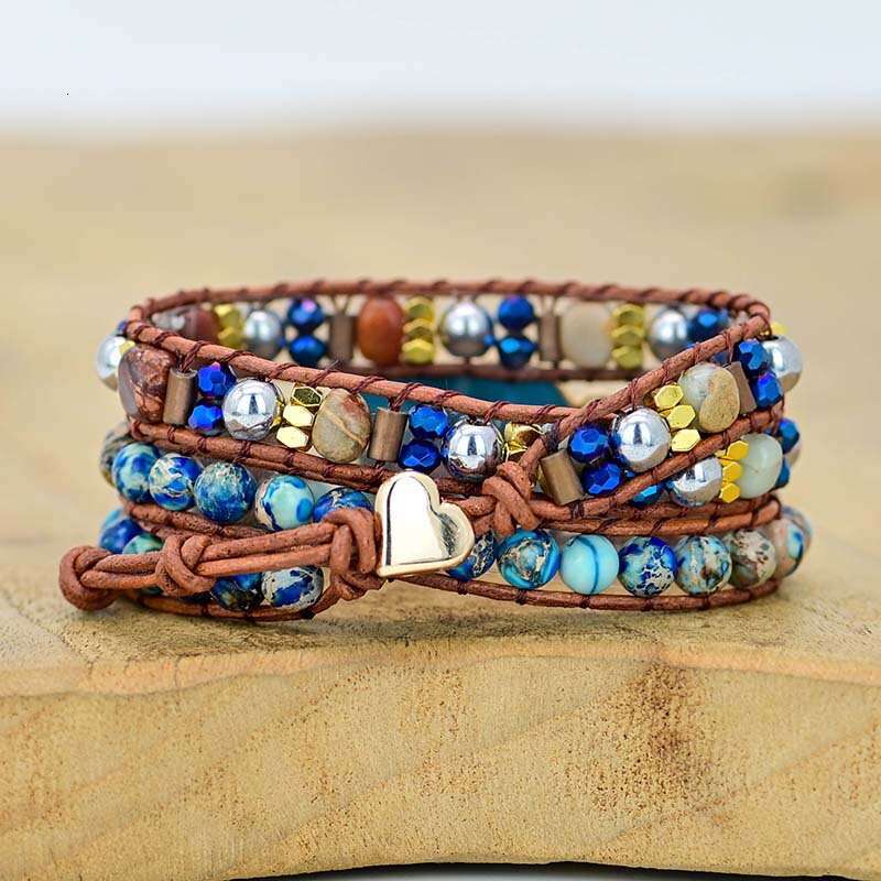 2021 New Love Apatite Fashionable Cowhide Weaving 3-layer Wrapped Bracelet