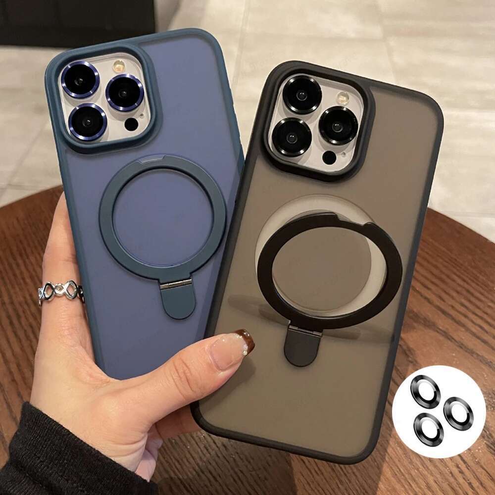 Magsafe Magnetic Ring Bracket Phone Case For iPhone 16 15 14 13 12 11 Pro Max Plus Wireless Charging Camera Protection Cover