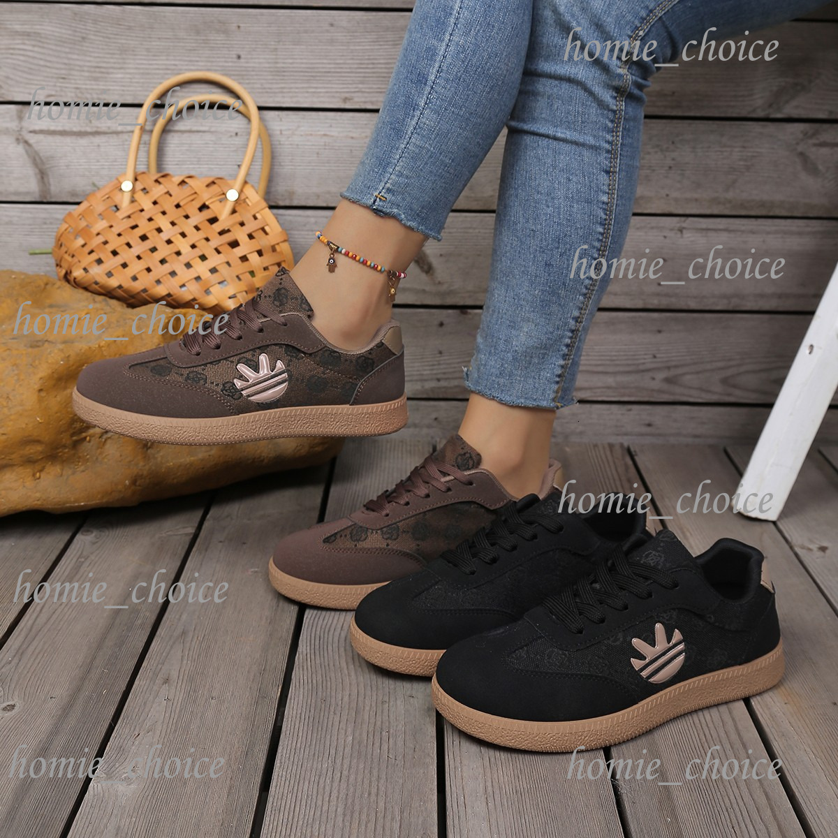 Luxury Brand Designer Shoes European And American Plus Size Color Block Women's Sneakers 2025 New Lace-Up Casual Flat Sports Shoes Wholesale