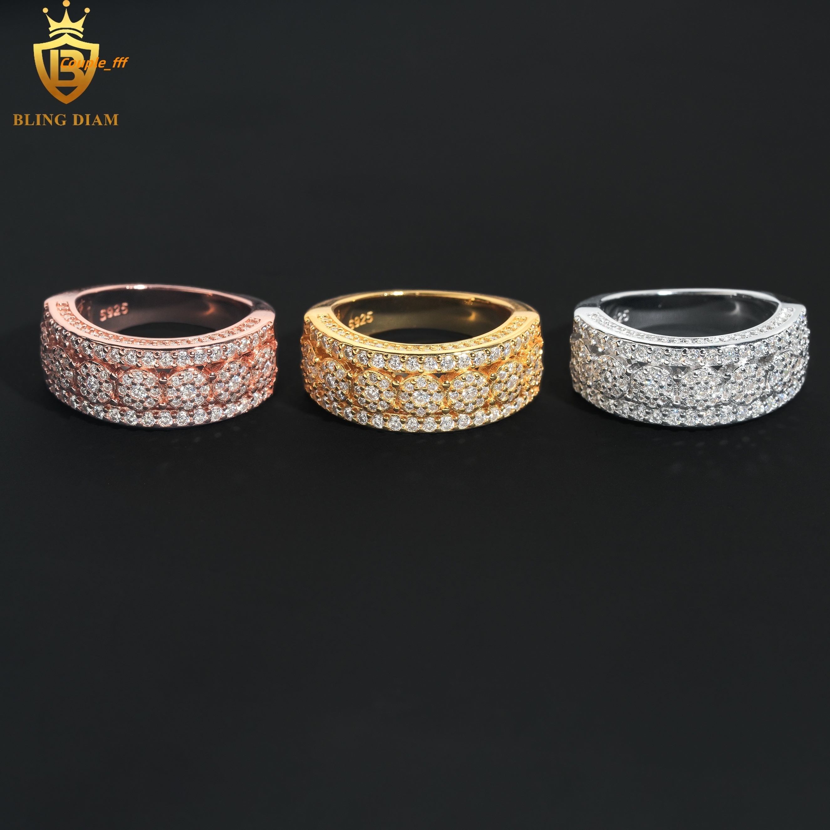 Hip Hop Jewelry 925 Sterling Silver Men Women Rings Vvs Moissanite Iced Out Gra Certificate