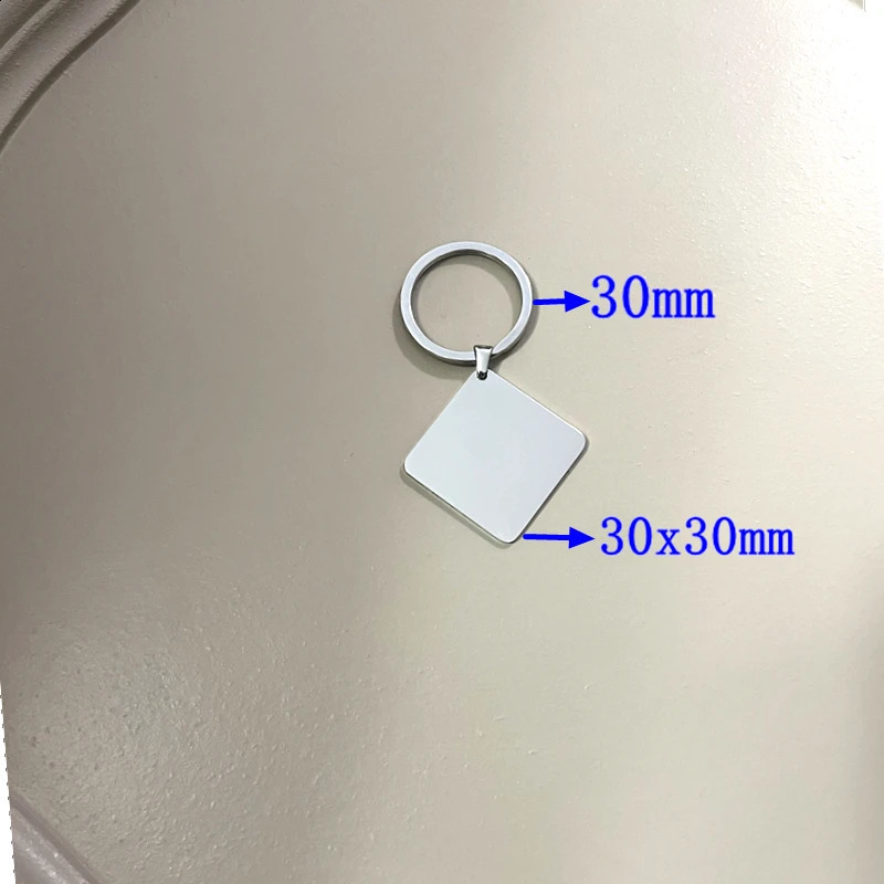 10 mirror polished 304 stainless steel blank square circular keychains with rings pet ID cards tags accessories 250418