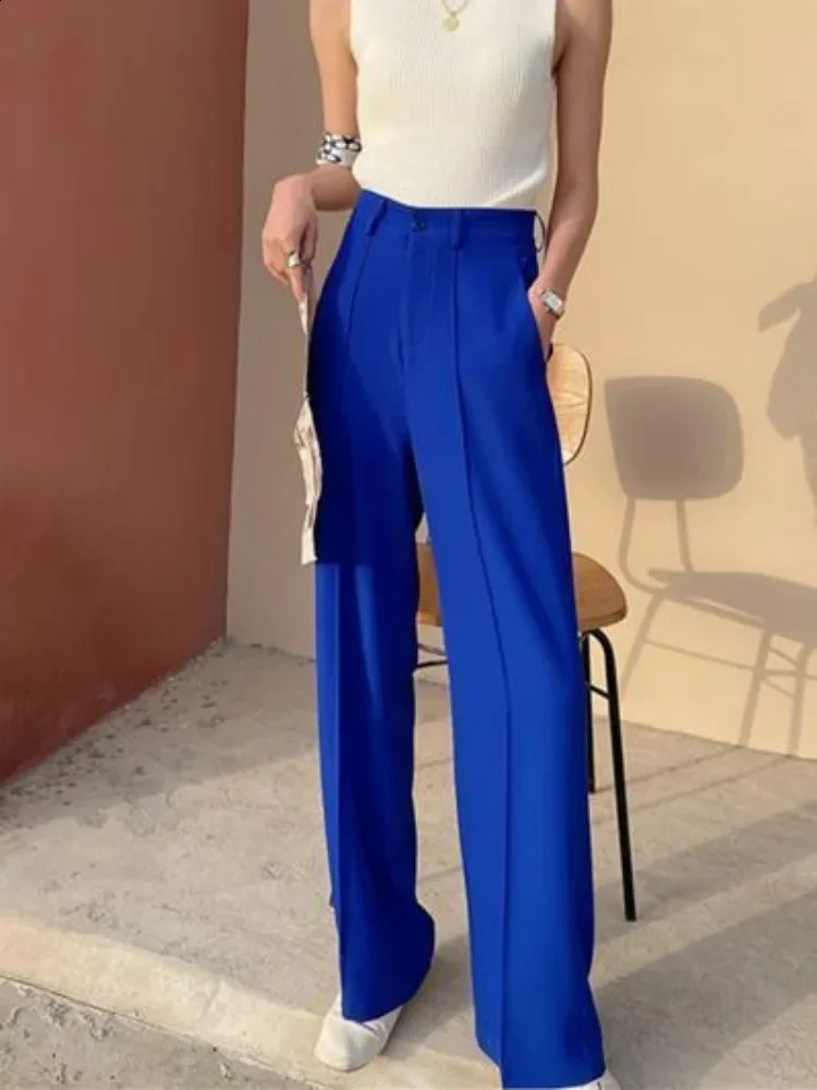 Solid Loose Wide Pants Woman High Waist Fashion Straight Womens Pants Spring and Autumn Office Suit Trousers Womens 250421