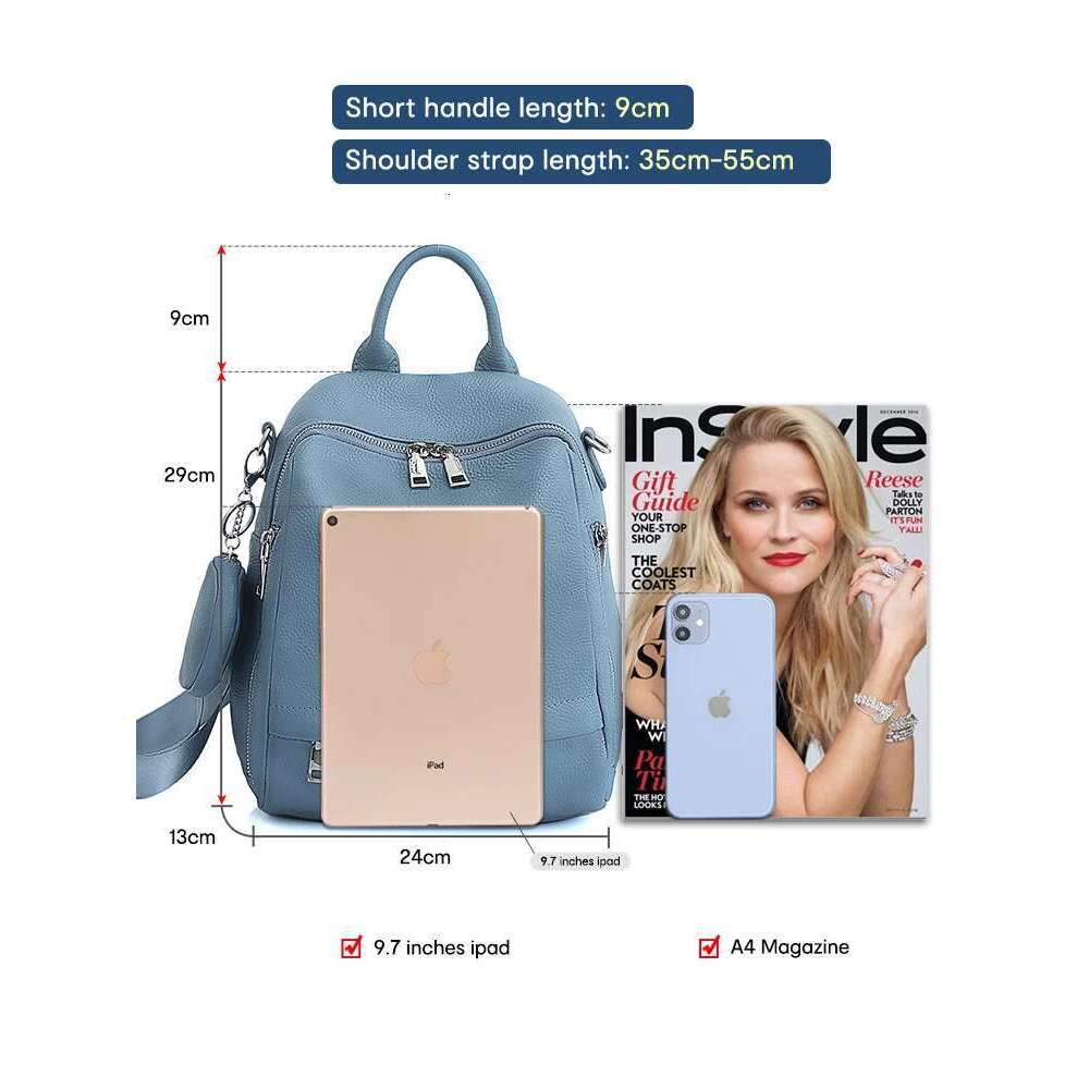 Zency Fashion Genuine Leather Women's Backpack High Quality School Travel Female Shopper Shoulder Bags Satchel Rucksack Commuter
