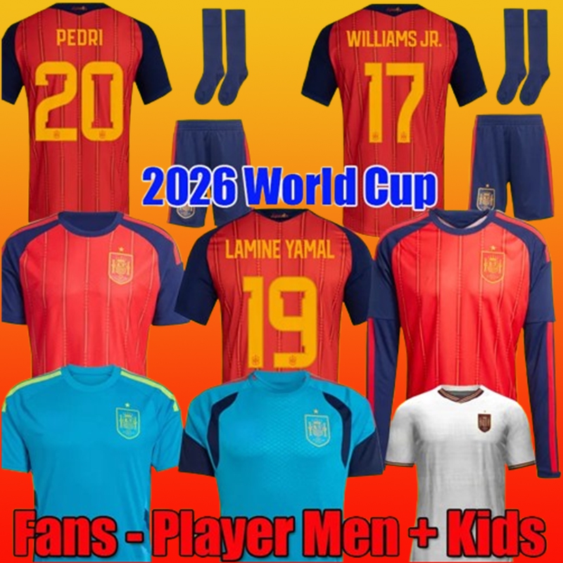 2026 World Cup SPAIN football jersey PEDRI GAVI LAMINE YAMAL MORATA Carvajal OLMO FERRAN RODRIGO Jersey SPANISH Men Kid Kit Football Shirt Fan Player