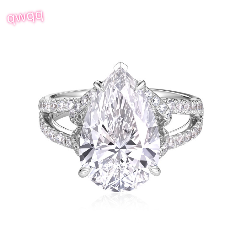 18K White Gold Classic Style Lab Grown Pear Diamond Ring Wedding Sample Engagement CVD HPHT Womens Party Jewelry for Gifts