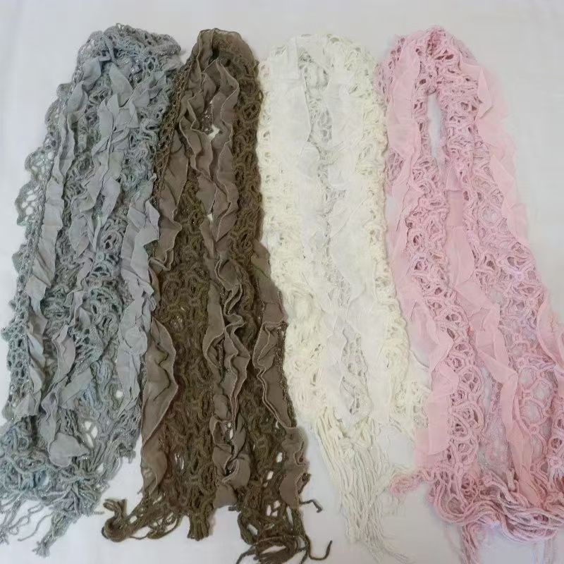 T538 new Japanese long solid color knitted warm scarf fashionable versatile neck scarf sweet literary scarf silk scarf