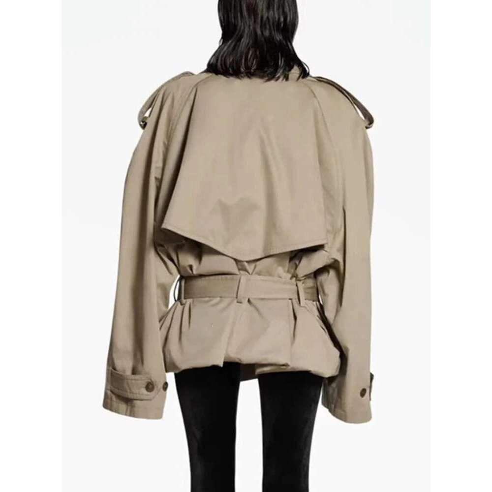 FANAN Fashion Women Cotton Trench Coat Lapel Raglan Sleeve Double Breasted Solid Color Short Windbreaker Autumn 2025 New