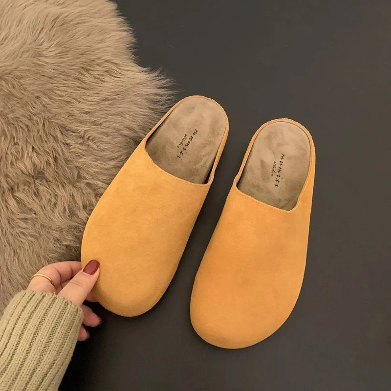 Retro Womens Closed Slippers Simple Closed Toe Womens Slippers Home Light Mute Casual Womens Clogs Outdoor Walking Autumn New 251119