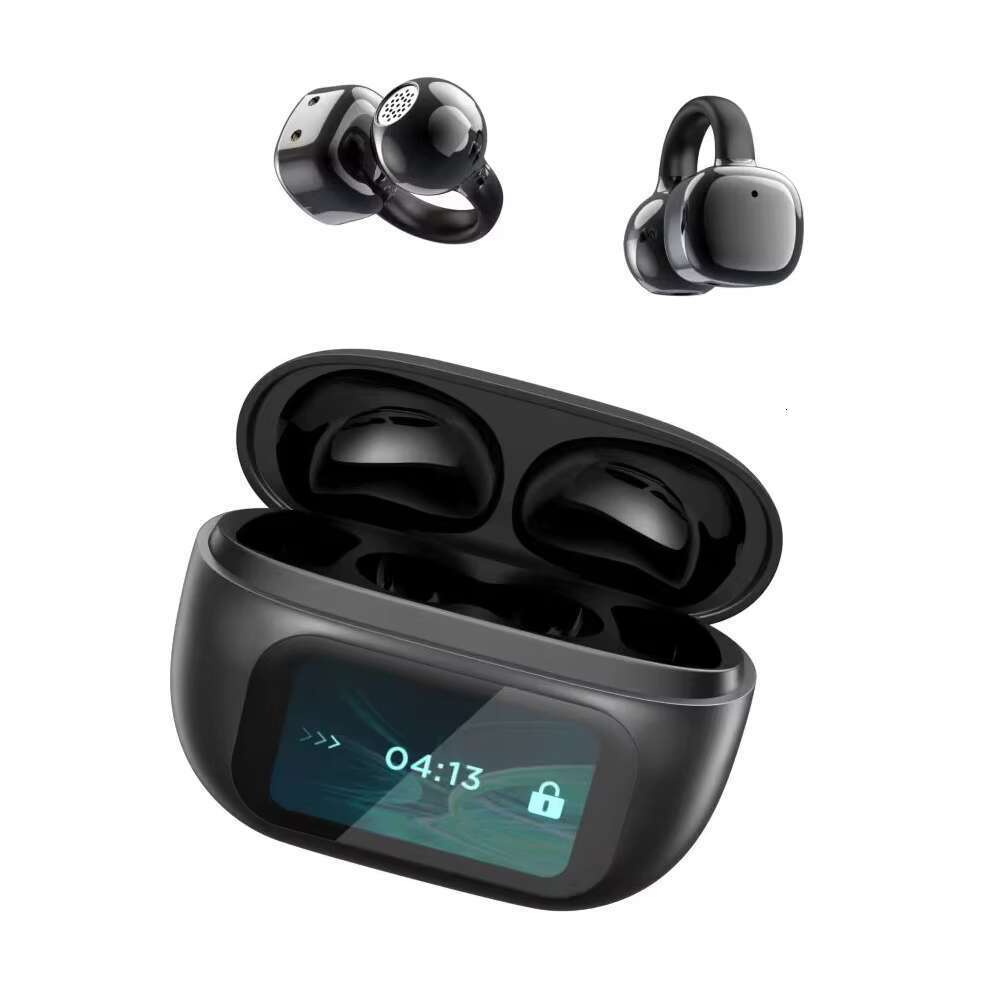 LCD display intelligent TWS earbuds OWS ear clip Bluetooth 5.4 earphones with artificial intelligence translation