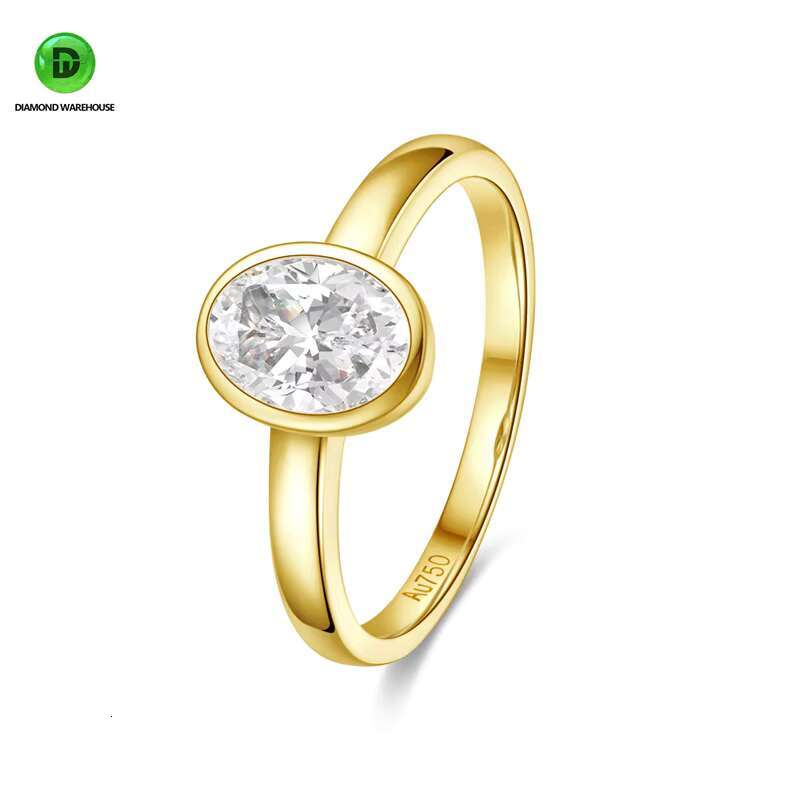 18K Yellow Gold Classic Style Lab Grown Diamond Wedding and Engagement Ring CVD HPHT Womens Party Jewelry Rhodium Plated
