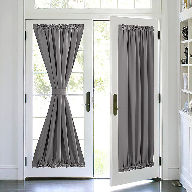 C271 French solid color high light-shielding sunshade curtain rod-through small door and window curtain finished product manufacturers wholesale