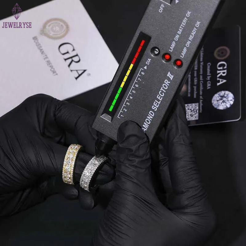 Mens Unisex Sterg Sier Wedding Engagement Ring Top Icy Fine Jewelry VVS D Color Moissanite Dia Gold Parties