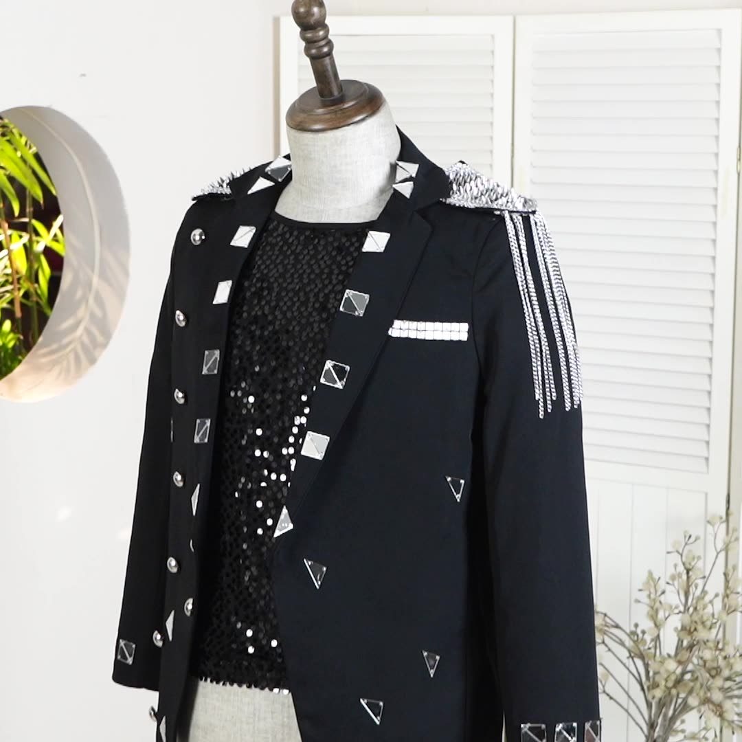 Stylish Studio Performance Dress Elegant Men's Tailored Suit Jacket