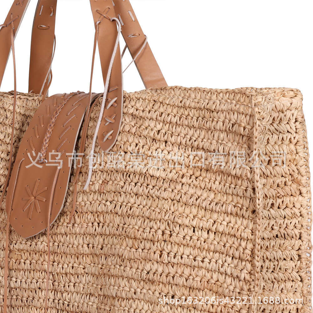 Ins Style Resort Beach Bag Large Capacity Simple Women S Straw Woven Beach Seaside Vacation Bag KQ