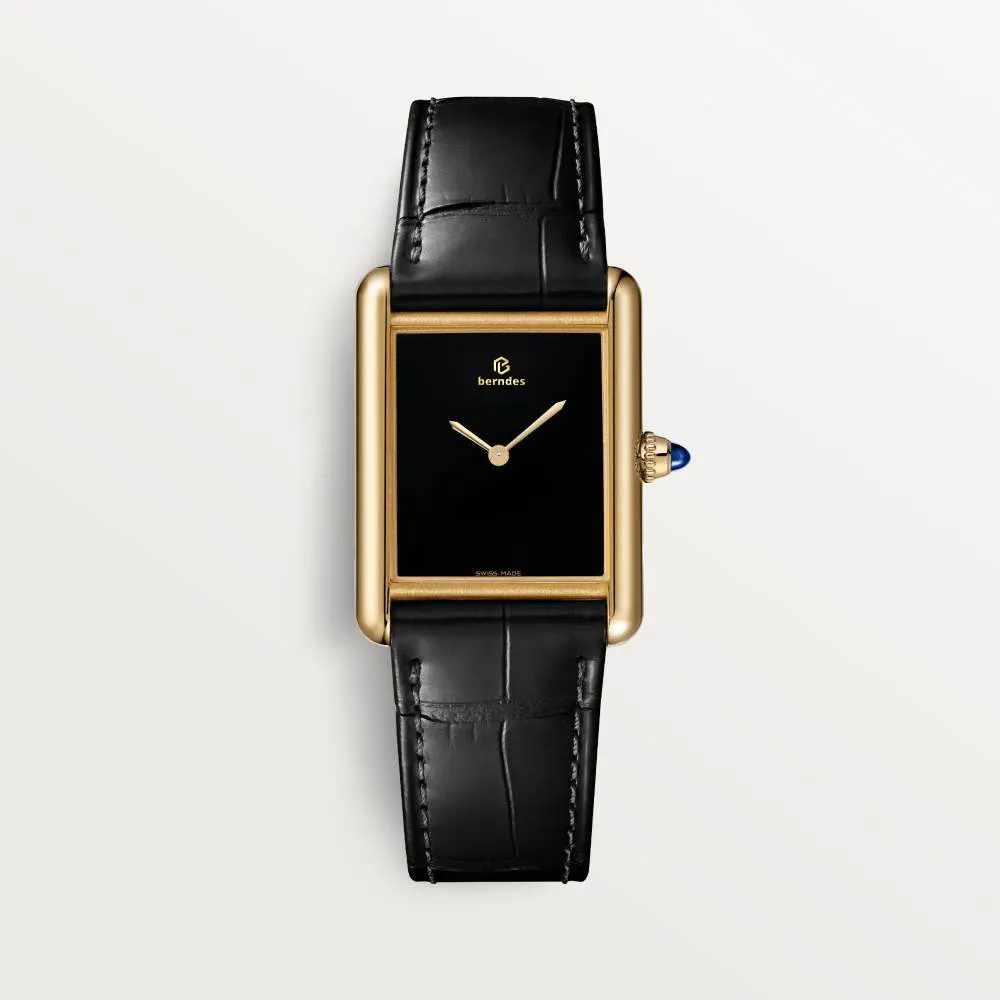 High-end luxury Tank Watch Fashion couple watch simple appearance modeling imported calfskin sapphire inset suitable for party travel golden generous