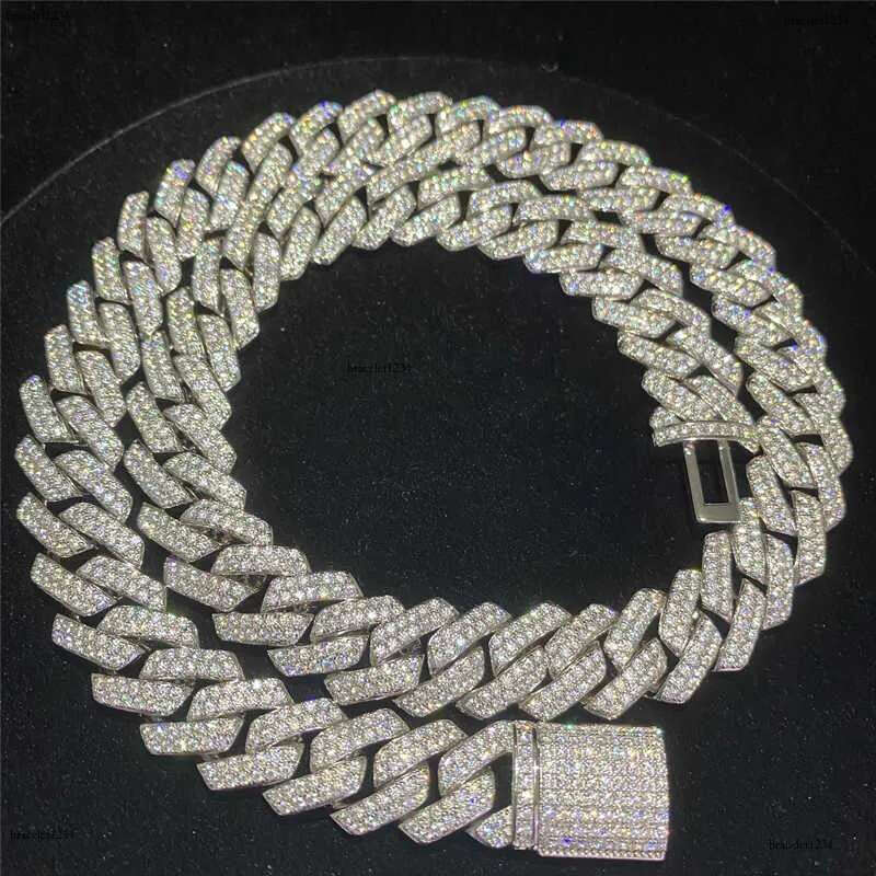 Stock Iced Out Vvs Bracelet Sier Bg Moissanite Dia Cuban k Chain Hip Hop Men Jewelry Necklace