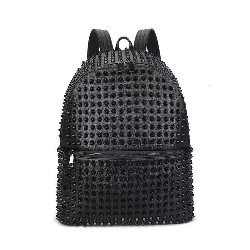 Fashion Casual Men's And Women's Leather Backpack Personality Riveted Travel Handbag Computer Chest Bag Fanny Pack