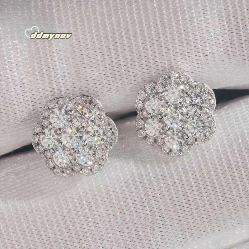 Elegant Dazzg Trendy wer 10MM Moissanite Dia Ear Studs For Men Women 925 silver Hip Hop Jewelry Fine Earrings ddmynov