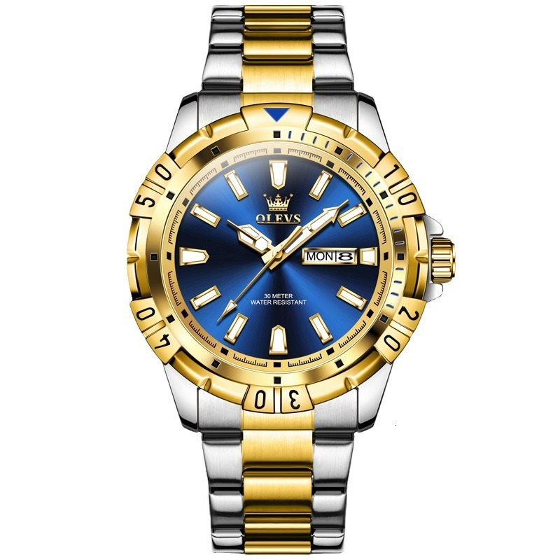 OLEVS Brand Luminous Double Calendar Waterproof Watches Men Designer Business Simple Quartz Watches Men's Watches Watches Free Delivery Wholesale