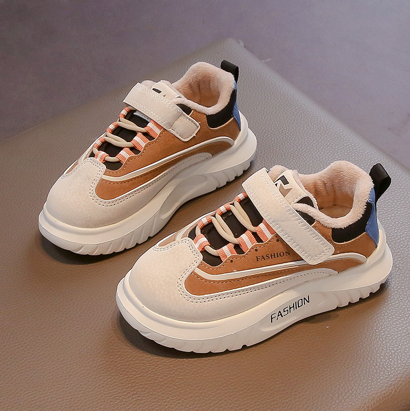 Children's fashionable warm casual children's velvet sports autumn winter versatile white shoes for boys Free shipping XJ260303