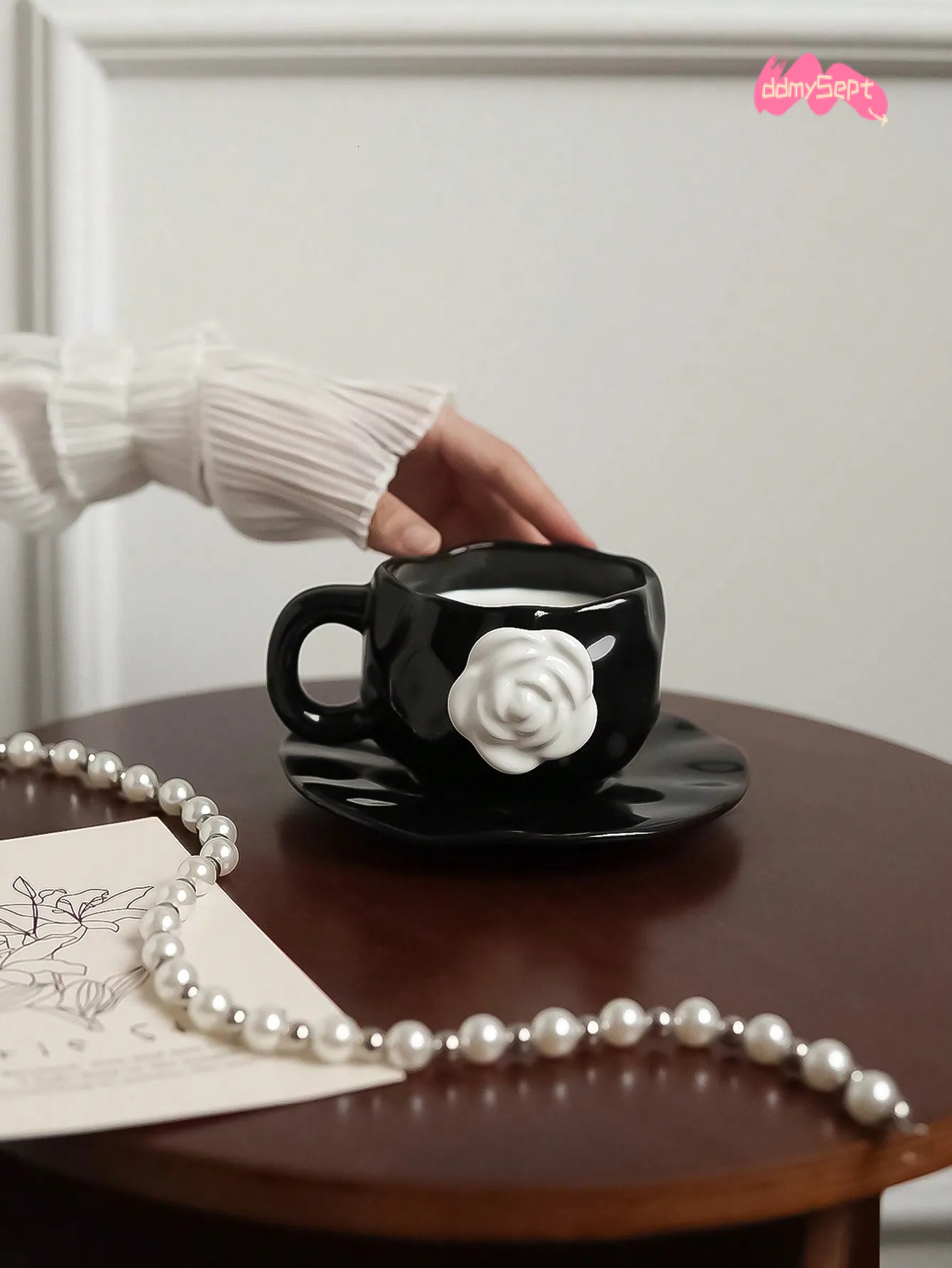 Camellia Cup ml Ceramic Mug with Lid Luxury Floral Design Coffee Tea for Home Office or Gift H11.21 ddmysept