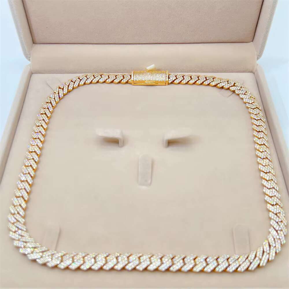 2022 New Design Hip Hop Jewelry Custom 925 Sterling Silver 10mm Bracelet Necklace Mens Iced Out Cuban Link Chain