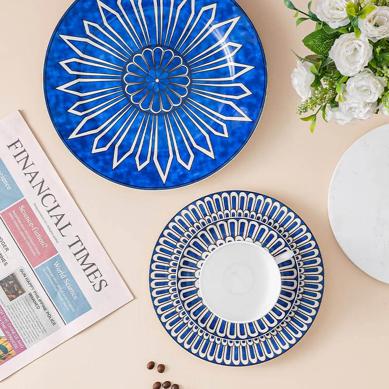 Fine Porcelain Set Tableware Retro Coffee Cup Ceramic Mug Vintage Bone China Dinner Plates Dinnerware Wedding Gift 123