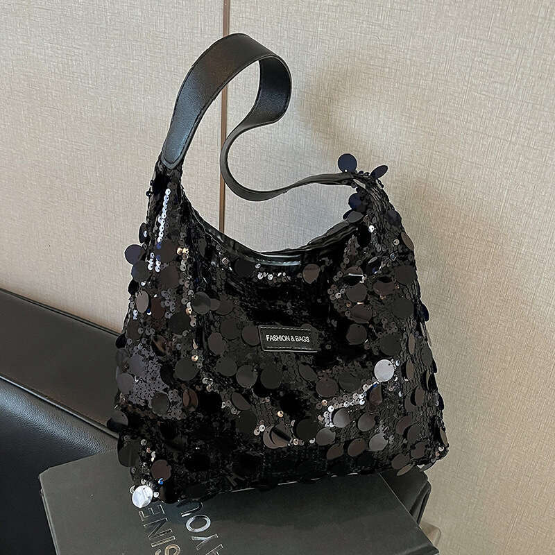 This Year's Popular Niche Design Large Sequin Tote 2024 Fashionable And Casual New Style Single Shoulder Underarm Bag For Women