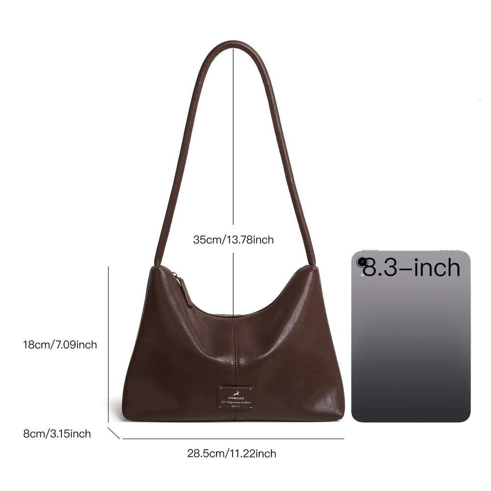 Designer Bag ITAMOOD Crescent Fall Winter New Vintage Vegetable-Tanned Leather Women's Handbag Luxurious Original Shoulder Bag