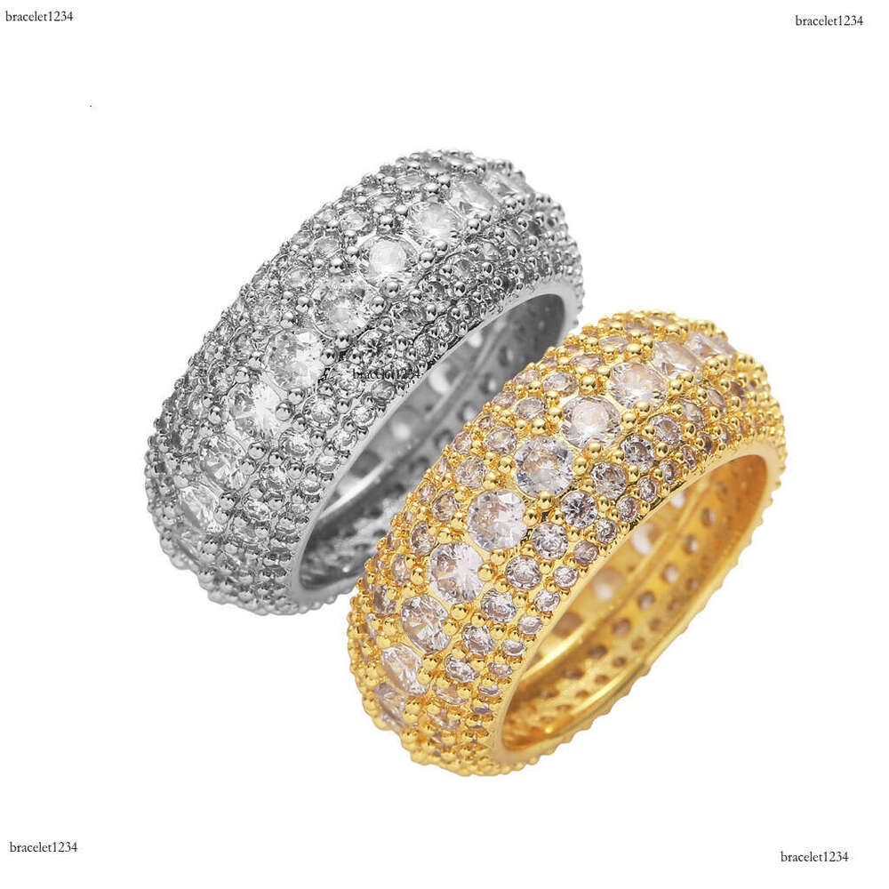 Luxury designer inlaid ice out VVS Moissanite sterling Silver Gold Plated Men's and women's Hip Hop rings Free shipping